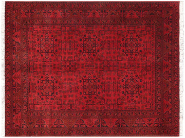 handmade Tribal Biljik Khal Muhammadi Red Black Hand Knotted RECTANGLE 100% WOOL area rug 5x6